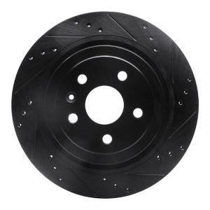 Cadillac CTS Brake Rotor (1) - Rear Right - R1 Concepts - Drilled & Slotted - Black - `08-`14